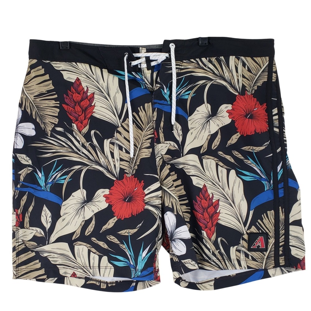 Arizona Diamondbacks Hurley Board Shorts Men 36 Black MLB Baseball Tropical Swim
